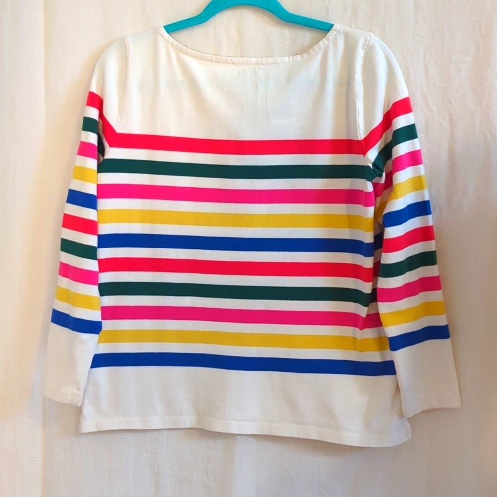 Talbots Knot Top Striped Size Medium Petite - Picture 4 of 6